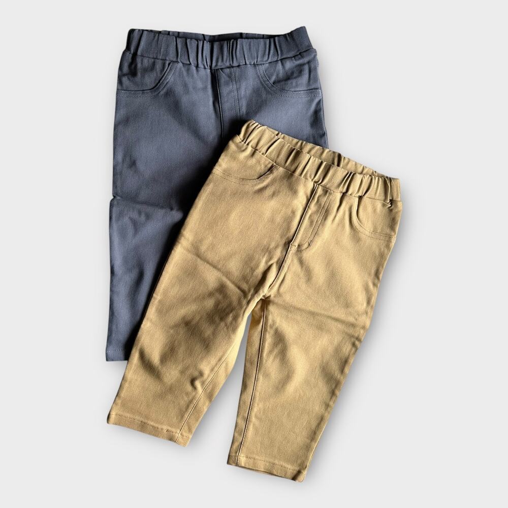 Futafuta Baby Boy size 100 18-24 Months Pull On Pants Lot of 2 Blue Tan